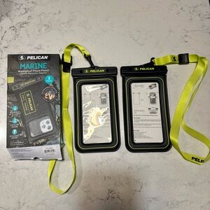 NIB-(2) Pelican Marine Waterproof Phone Pouch with Neon Strap